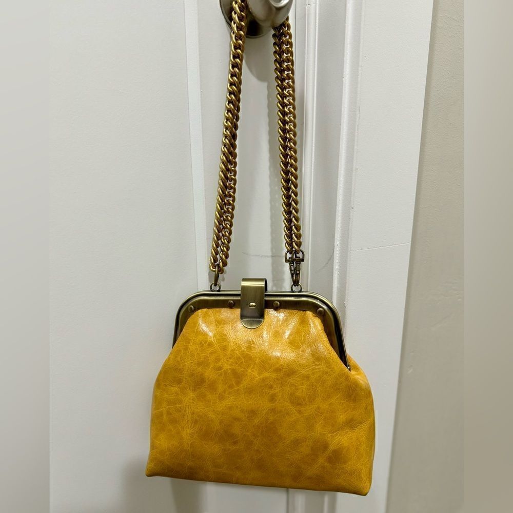 Unique Distressed Leather Handmade Rivet frame Push Lock Purse, Multi Use Style. - Picture 8 of 15